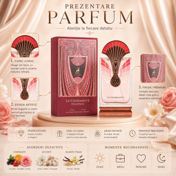 Parfum Arăbesc La Charmante Éclatant Maison Alhambra EDP 100 ml Unisex, Inspirat Pink Boa Stéphane Humbert Lucas 777, Aromă Floral Fructată cu Coacăză Neagră, Zmeură, Bujor, Trandafir, Vanilie și Mosc - Img 3