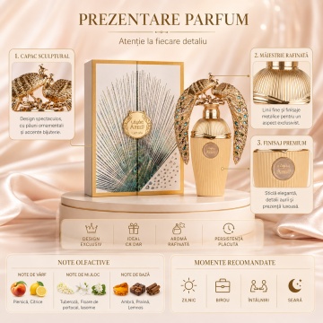 Parfum Arăbesc Lattafa Afeef 100 ml, Apă de Parfum Unisex, Aromă Lemnos Florală cu Bergamotă, Piersică, Piper Roz, Iasomie, Tuberoză, Ambră și Pralină - Img 3