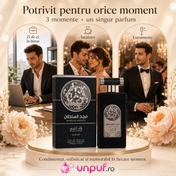 Parfum Arăbesc Lattafa Majd Al Sultan Black 100 ml, Apă de Parfum Bărbat, Aromă Lemnos Aromatică cu Bergamotă, Cardamom, Lavandă, Vanilie și Ambră - Img 5