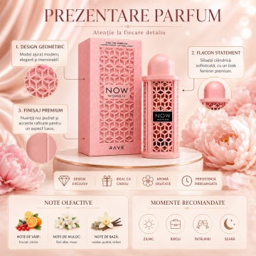 Parfum Arăbesc Lattafa Now Women EDP 100 ml Damă, Inspirat Her Elixir, Aromă Floral Lemnoasă cu Portocală, Fructe Roșii, Iasomie, Crin de Vale, Marshmallow, Mosc, Mușchi și Vanilie - Img 3