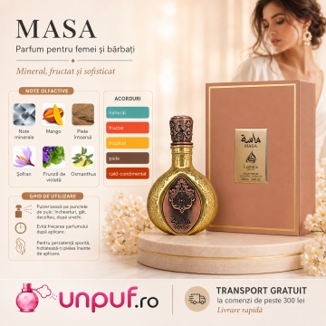 Parfum Arăbesc Lattafa Pride Masa 100 ml, Apă de Parfum Unisex, Aromă Oriental Aromatică cu Lămâie, Mango, Șofran, Ghimbir, Chihlimbar și Piele - Img 4