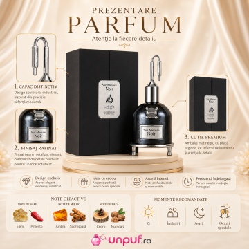 Parfum Arăbesc Lattafa Pride Sur Mesure Noir 100 ml, Apă de Parfum Damă, Aromă Intensă Lemnoasă și Condimentată cu Elemi, Pimento, Ambră, Scorțișoară, Cedru și Nucșoară - Img 3