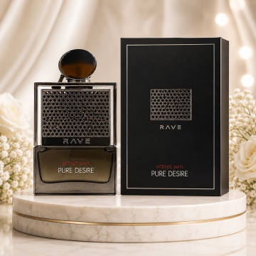 Parfum Arăbesc Lattafa Pure Desire Intense Man 100 ml, Apă de Parfum Bărbat, Aromă Intensă cu Citrice, Piersică, Șofran, Ghimbir, Oud, Santal și Mosc