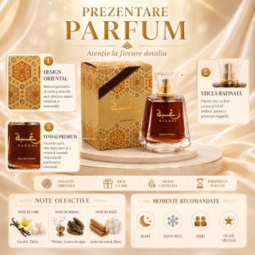 Parfum Arăbesc Lattafa Raghba 100 ml, Apă de Parfum Damă, Aromă Oriental Vanilată cu Vanilie, Zahăr, Tămâie, Lemn de Agar, Lemn de Santal și Mosc - Img 3