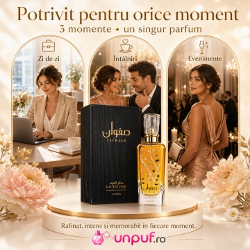 Parfum Arăbesc Lattafa Safwaan L’Autre Oud 100 ml, Apă de Parfum Bărbat, Aromă Orientală Intensă cu Oud, Ambră, Trandafir, Note Lemnoase și Note Condimentate - Img 6