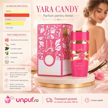 Parfum Arăbesc Lattafa Yara Candy Concentrated Oil 20 ml, Ulei Parfumat Concentrat Unisex, Aromă Dulce Fructată cu Coacăze Negre, Mandarină Verde, Bomboane Efervescente, Vanilie și Mosc - Img 5