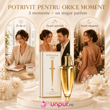 Parfum Arăbesc Le Chameau Espada Oro EDP 100 ml Bărbat, Aromă Aromatic Orientală cu Citrice, Condimente, Flori Albe, Lavandă, Lemn de Cedru, Ambră și Mosc - Img 6