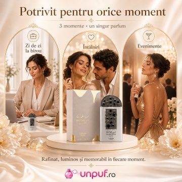 Parfum Arăbesc Maharjan Silver Lattafa Pride EDP 100 ml Bărbat, Inspirat Silver Mountain Water Creed, Aromă Citric Aromatică cu Bergamotă, Mandarină, Iris, Iasomie, Mesteacăn, Mosc și Vetiver - Img 6