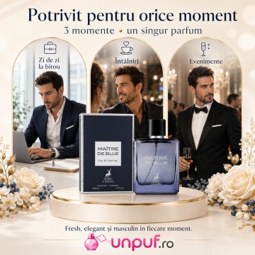 Parfum Arăbesc Maitre De Blue Maison Alhambra EDP 100 ml Bărbați, Inspirat Bleu De Chanel, Aromă Lemnos Aromatică cu Grepfrut, Lămâie, Mentă, Piper Roz, Ghimbir, Iasomie, Nucșoară, Paciuli, Cedru, Tămâie, Vetiver și Mosc - Img 6