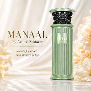 Parfum Arăbesc Manaal Ard Al Zaafaran 100 ml, Apă de Parfum Unisex Damă și Bărbat, Aromă Aromatică Lemnoasă cu Grapefruit, Bergamotă, Piper, Lavandă, Note Acvatice, Ambră, Cedru, Mosc și Vetiver - Img 4