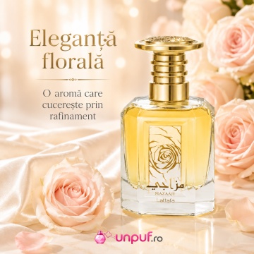 Parfum Arăbesc Mazaaji Lattafa EDP 100 ml Damă, Inspirat Le Parfum Royal Elie Saab, Aromă Citric Florală cu Floare de Portocal, Mandarină, Note Tropicale, Trandafir, Vanilie, Mosc și Lemn de Santal - Img 6