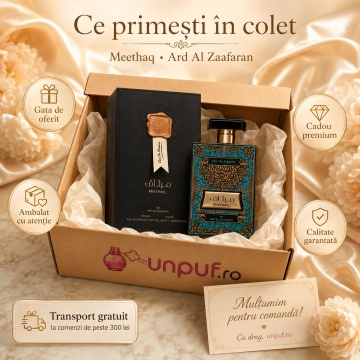 Parfum Arăbesc Meethaq Ard Al Zaafaran 100 ml, Apă de Parfum Unisex Damă și Bărbat, Aromă Oriental Arăbească Inspirată de Layton - Img 4