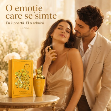 Parfum Arăbesc Milestone Exelof Pure Gold EDP 85 ml Unisex, Inspirat Erba Gold, Aromă Oriental Ambrată cu Portocală Braziliană, Lămâie Siciliană, Bergamotă Calabreză, Ghimbir, Pepene, Pară, Măr Verde, Ambră, Mosc Alb și Vanilie de Madagascar - Img 6