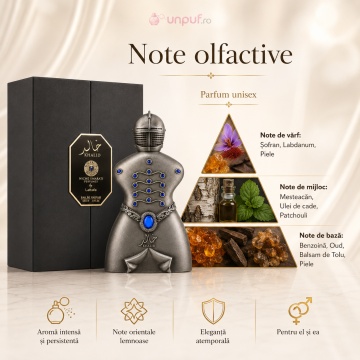 Parfum Arăbesc Niche Emarati Khalid Lattafa EDP 80 ml Unisex, Inspirat Falcon Leather, Aromă Pielată Orientală cu Șofran, Labdanum, Piele, Mesteacăn, Cade, Patchouli, Benzoin, Oud și Balsam de Tolu - Img 6