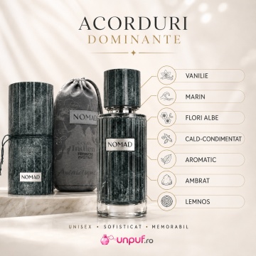 Parfum Arăbesc Nomad French Avenue 100 ml, Apă de Parfum Unisex, Damă și Bărbat, Inspirat Megamare Orto Parisi, Aromă Marină Lemnoasă și Aromatic Orientală cu Citrice, Condimente, Note Proaspete, Vanilie, Flori Albe, Lavandă, Note Calde, Lemn de Cedru, Am - Img 4