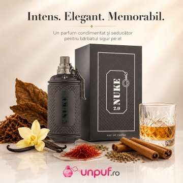 Parfum Arăbesc Nuke 2.0 Fragrance World 100 ml, Apă de Parfum Bărbat, Aromă Oriental Condimentată Explozivă cu Grapefruit, Bergamotă, Piper Roz, Paprika, Scorțișoară, Șofran, Tutun, Ambră, Piele și Vetiver - Img 5