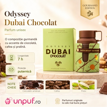 Parfum Arăbesc Odyssey Dubai Chocolate Armaf 100 ml, Apă de Parfum Unisex, Damă, Bărbat, Aromă Gurmandă de Ciocolată, Inspirat Yum Boujee Marshmallow - Img 9