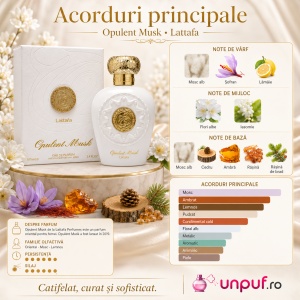 Parfum Arăbesc Opulent Musk Lattafa 100 ml, Apă de Parfum Unisex pentru Damă și Bărbat, aromă florală cu mosc alb, șofran și ambră - Img 10