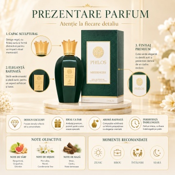 Parfum Arăbesc Philos Messenger Maison Alhambra EDP 100 ml Unisex, Inspirat Vibrato Xerjoff, Aromă Florală cu Bergamotă, Ghimbir, Grepfrut, Magnolie, Iasomie, Iris, Ambră, Cedru, Mosc și Paciuli - Img 3