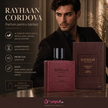Parfum Arăbesc Rayhaan Cordova pentru Bărbați 100 ml, Lemnos Pielos Ambrat, Leather Collection - Img 11