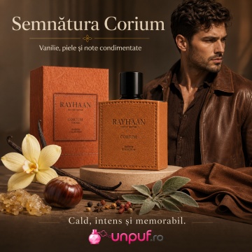 Parfum Arăbesc Rayhaan Corium pentru Bărbați 100 ml, Vanilat Pielos Balsamic, Leather Collection - Img 3