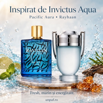 Parfum Arăbesc Rayhaan Pacific Men EDP 100 ml Bărbat, Inspirat Invictus Paco Rabanne, Aromă Aromatic Lemnoasă Fresh Acvatică cu Grapefruit, Bergamotă, Piper, Geranium, Lavandă, Salvie, Ambră, Cedru, Mosc și Vetiver - Img 8