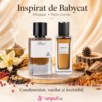 Parfum Arăbesc Rifaaqat Paris Corner 85 ml, Apă de Parfum Unisex, Damă, Bărbat, Aromă Oriental Condimentată, Vanilată și Lemnoasă, Inspirat Babycat Yves Saint Laurent - Img 8