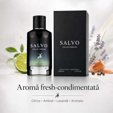 Parfum Arăbesc Salvo Maison Alhambra EDP 100 ml Bărbat, Inspirat Sauvage 2015 Dior, Aromă Aromatic Fougère Fresh Condimentată cu Bergamotă, Lămâie Amalfi, Piper, Lavandă, Vetiver, Paciuli, Ambroxan, Cedru și Labdanum - Img 7