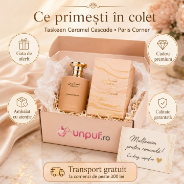 Parfum Arăbesc Taskeen Caramel Cascade Paris Corner 100 ml, Apă de Parfum Unisex, Damă și Bărbat, Aromă Floral Fructat Gurmandă, Inspirat Bianco Latte - Img 4