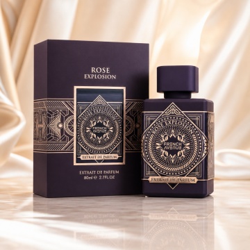 Parfum Arăbesc Unisex Rose Explosion French Avenue 80 ml, Apă de Parfum, Inspirat de Atomic Rose Initio, Aromă Florală Intensă cu Fructe Roșii, Note Verzi, Bergamotă, Flori Albe, Iasomie, Trandafir, Cedru, Mosc și Vanilie