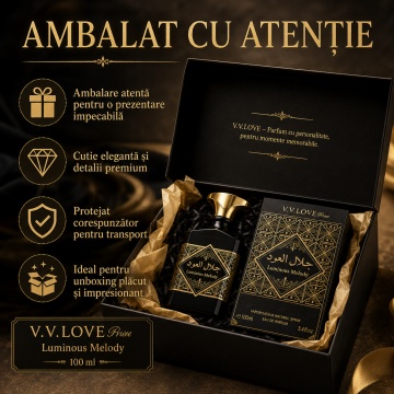 Parfum Arăbesc V.V. Love Luminous Melody Eau de Parfum 100 ml, Bărbați, Inspirat din Bade'e Al Oud Oud for Glory, Aromă Intensă și Persistentă - Img 5