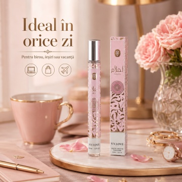 Parfum Damă Arăbesc Ahlam 35 ml V.V. Love, Apă de Toaletă, Inspirat de Khair Confection Paris Corner, Aromă Dulce Vanilată cu Pară, Frișcă, Iasomie, Ylang-Ylang, Marshmallow și Lemn de Santal - Img 4