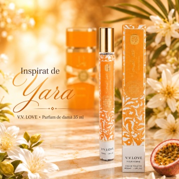 Parfum Damă Arăbesc Golden Horizon 35 ml V.V. Love, Apă de Toaletă, Inspirat de Yara Tous Lattafa, Aromă Tropicală Dulce cu Mango, Nucă de Cocos, Maracuia, Iasomie, Vanilie și Mosc - Img 6