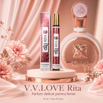 Parfum Damă Arăbesc Rita 35 ml V.V. Love, Apă de Toaletă, Inspirat de Fakhar Rose Lattafa, Aromă Floral Fructată cu Tuberoză, Iasomie, Gardenie, Trandafir, Vanilie, Mosc Alb și Lemn de Santal - Img 7