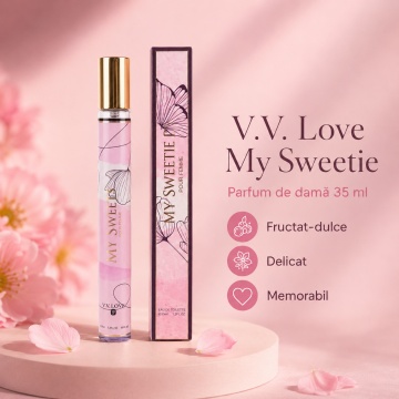 Parfum Damă My Sweetie 35 ml V.V. Love, Apă de Toaletă, Inspirat de Mon Paris Yves Saint Laurent, Aromă Fructat Dulce cu Căpșuni, Zmeură, Pară, Iasomie, Vanilie, Paciuli și Mosc Alb - Img 6