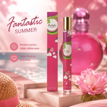 Parfum Fantastic Summer 35 ml, Apă de Parfum Damă, Aromă Dulce Floral Fructată, Format Compact, Note de Kiwi, Litchi Roșu, Gutui, Ciocolată Albă, Cupcake, Orhidee, Iasomie, Mosc și Note Lemnoase - Img 6