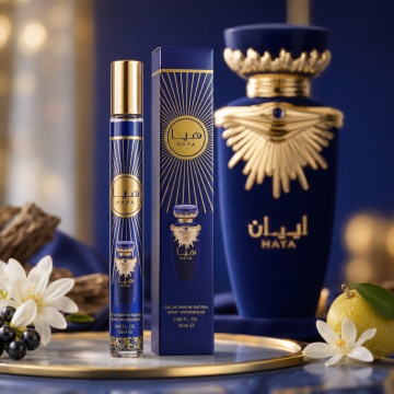 Parfum Haya 35 ml, Apă de Parfum Unisex, Aromă Florală Citrică și Lemnoasă, Format Compact, Note de Floare de Portocal, Coacăze Negre, Bergamotă, Tuberoză, Iasomie, Mosc, Vanilie, Cedru și Paciuli