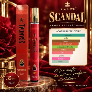 Parfum pentru barbati Scandal V.V. Love, Apa de Parfum, 35 ml, aroma aromatica vanilata lemnoasa, nucsoara, boabe de tonka si lemn de santal - Img 2