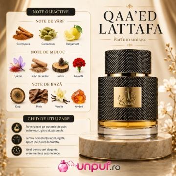 Parfum Qaa’ed Lattafa 100 ml, Eau de Parfum unisex, aromă orientală caldă cu scorțișoară, cardamom, bergamotă, șofran, oud, vanilie și ambră - Img 7