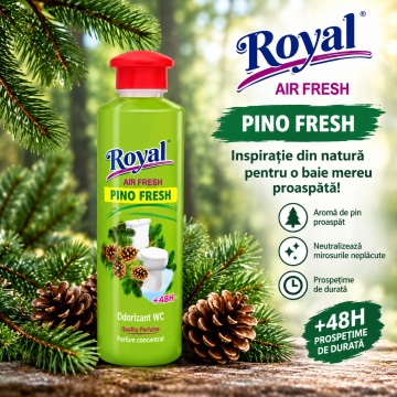 Parfum Superconcentrat WC Royal Air Fresh Pino Fresh, Parfum Ambiental Intens cu Aromă Fresh de Pin, cu Picurător, Fabricat în România, 250 ml - Img 6