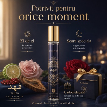 Parfum Unisex Arăbesc Faheo 35 ml V.V. Love, Apă de Toaletă, Inspirat de Bade'e Al Oud Amethyst Lattafa, Aromă Floral Orientală cu Piper Roz, Bergamotă, Trandafir Turcesc, Trandafir Bulgăresc, Iasomie, Oud, Ambră și Vanilie - Img 6