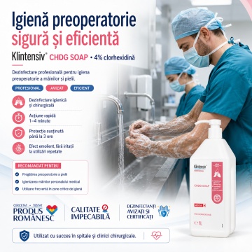 Săpun dezinfectant profesional Klintensiv CHDG Soap, clorhexidină digluconat 4%, pentru spitale, clinici, dispensere și reumplere dozatoare, canistră 5 L, 4x Stickere - Img 6