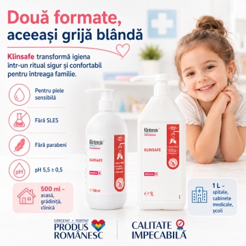 Săpun lichid Klintensiv Professional KlinSafe, pentru piele sensibilă, fără SLES și parabeni, testat dermatologic, pH 5,5, pentru mâini, corp și nou-născuți, 500 ml, 4x Stickere - Img 6