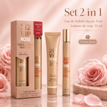 Set 2i2 VIP Rose This Is A Private Party NYC 2x35 ml, Apă de Toaletă Damă 35 ml + Cremă de Mâini 35 ml, Aromă Florală, Fructată, Elegantă și Sofisticată, Note de Șampanie Rosé, Piper Roz, Floare de Piersic, Trandafir, Mosc Alb și Note Lemnoase - Img 2