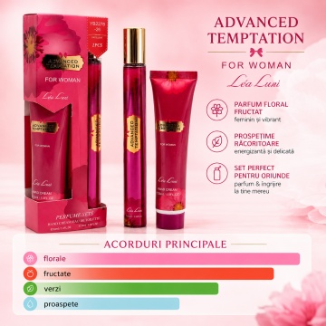 Set Advanced Temptation For Woman 2x35 ml, Apă de Toaletă Damă 35 ml + Cremă de Mâini 35 ml, Aromă Fructată Florală, Proaspătă și Dulce, Note de Măr Verde, Floare de Cactus și Trandafir - Img 5