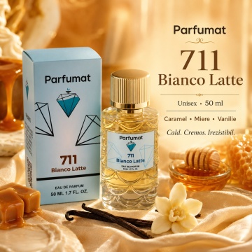 Set Apa de parfum Parfumat 711 Bianco Latte, Unisex, 50 ml si Gentuta cosmetice - Img 4
