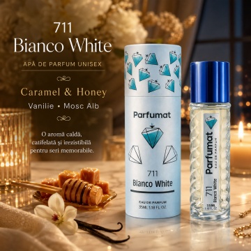 Set Apa de parfum Parfumat 711 Bianco White, Unisex, 35 ml si Gentuta cosmetice - Img 6
