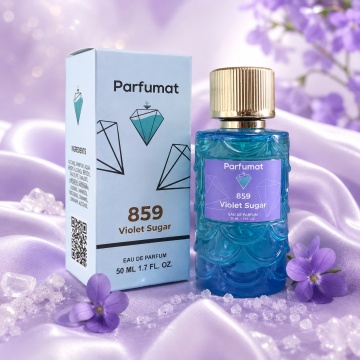 Set Apa de parfum Parfumat 859 Violet Sugar, Unisex, 50 ml si Gentuta cosmetice - Img 4