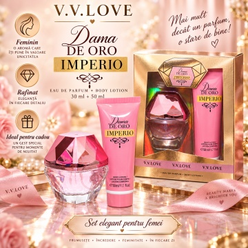 Set Cadou Femei V.V.Love Dama de Oro Imperio, Eau de Parfum 30 ml + Body Lotion 50 ml