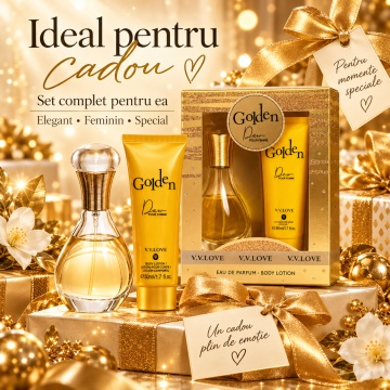 Set cadou V.V.Love Golden Dew Pour Femme, Eau de Parfum 30 ml + Body Lotion 50 ml, Parfum Feminin - Img 5